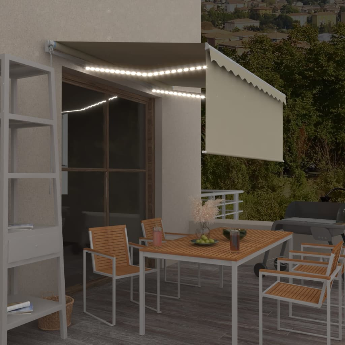 Photos - Other for Recreation VidaXL Manual Retractable Awning with Blind&LED 3.5x2.5m Cream 