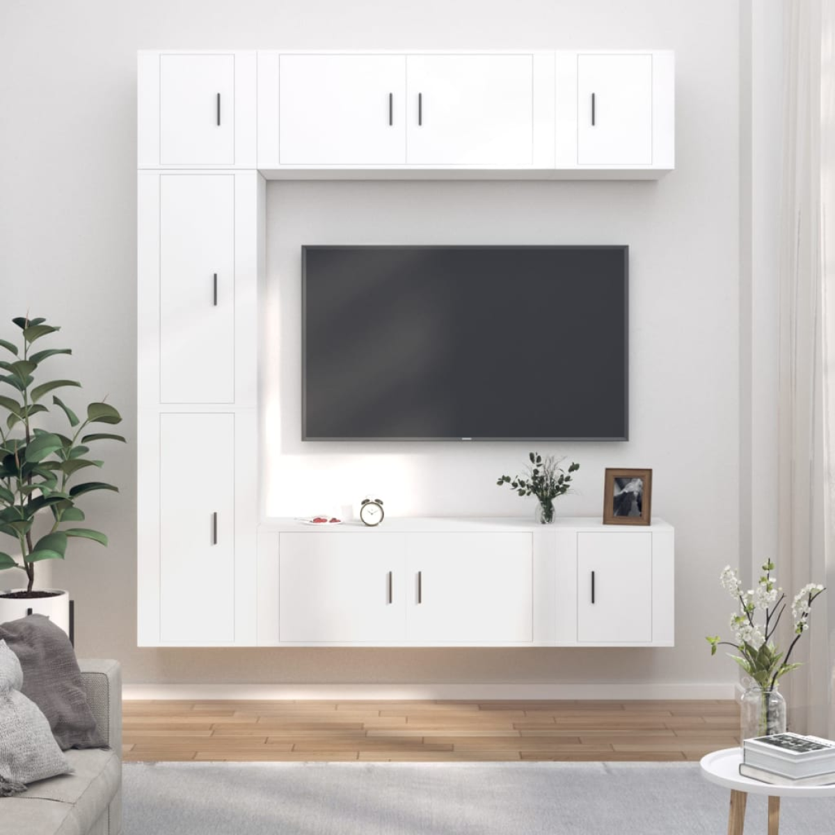 Vidaxl White 7 Piece Tv Cabinet Set Engineered Wood