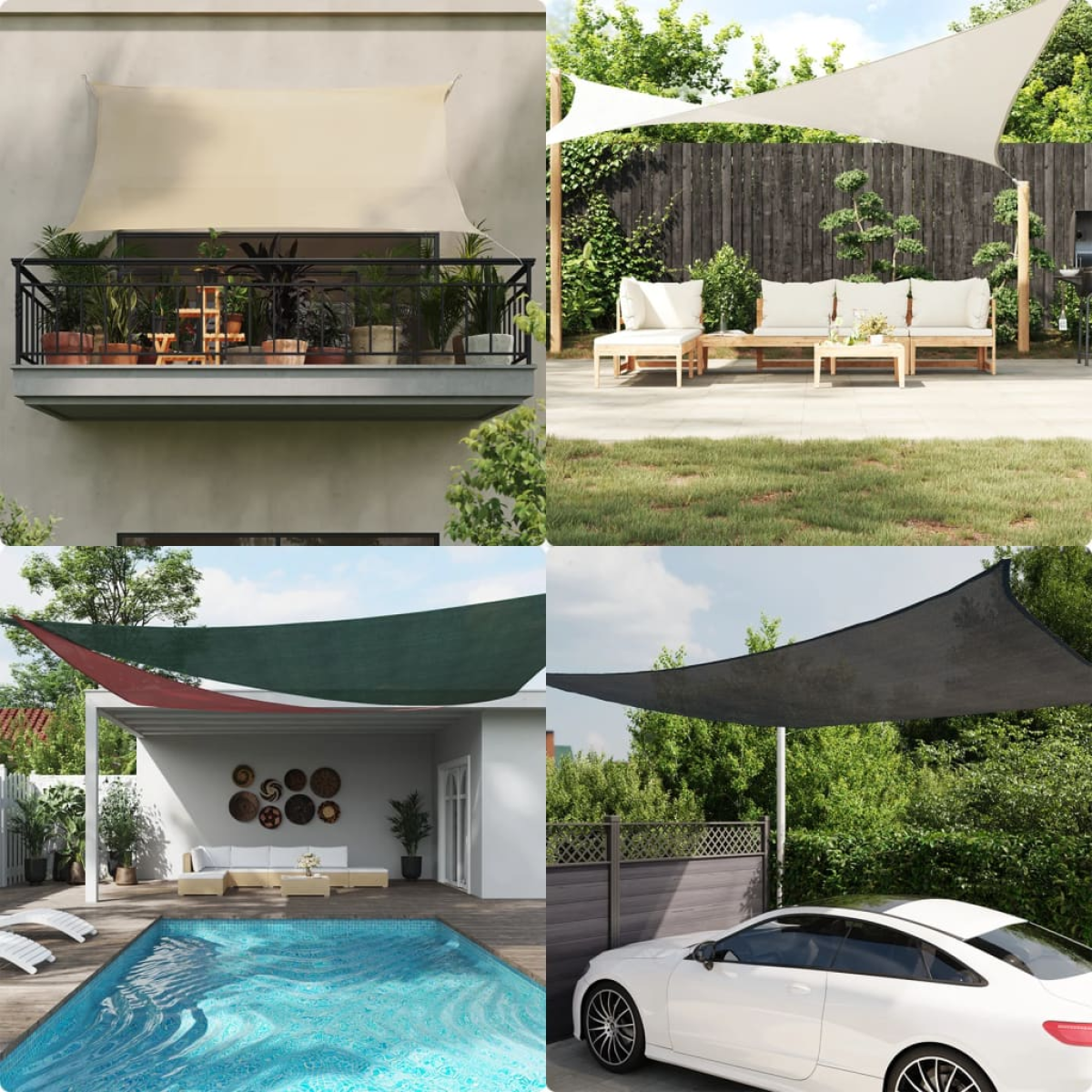 White Vidaxl Sunshade Sail 160 G/M² 4/5X4 M Hdpe