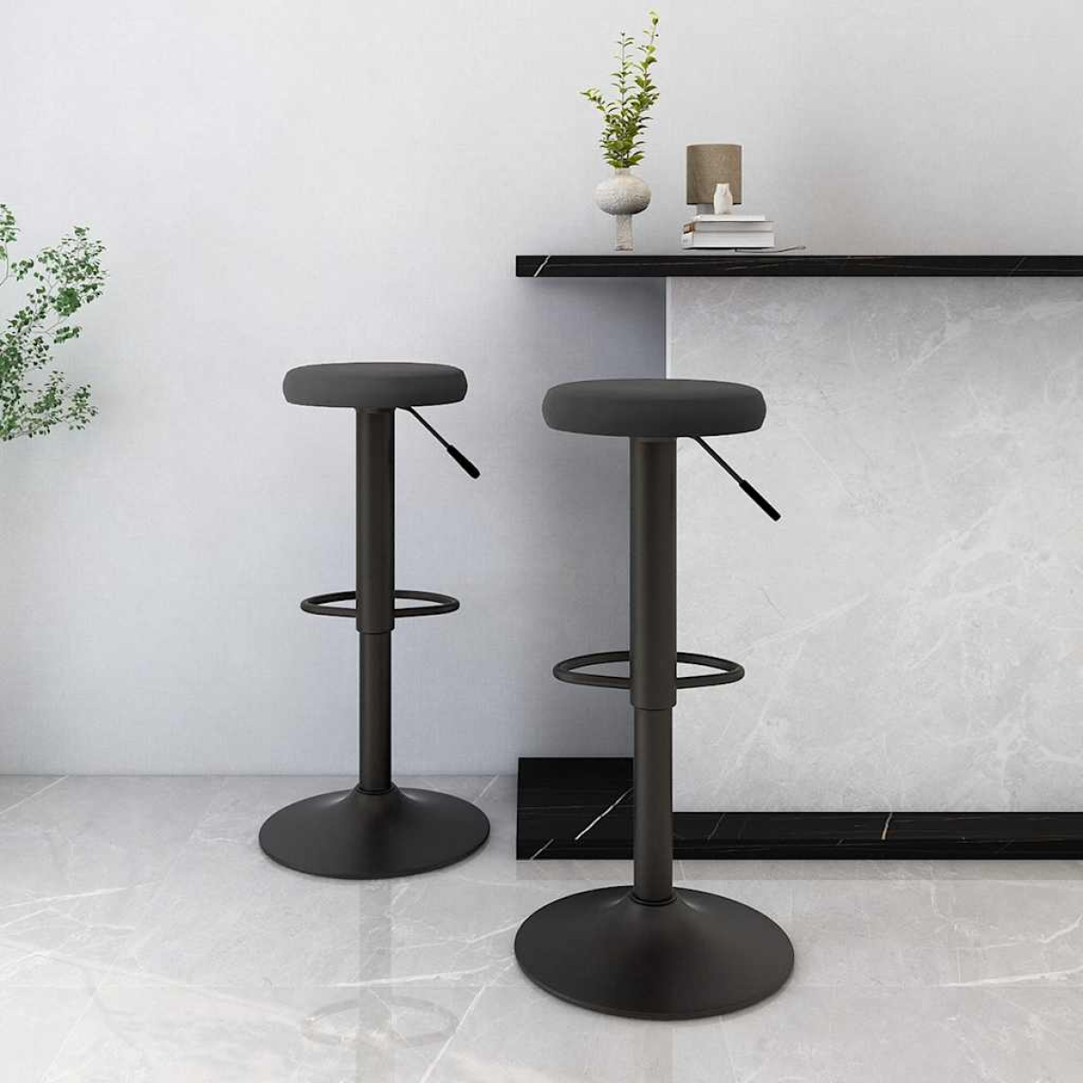 Vidaxl Black Bar Stools 2 Pcs Velvet