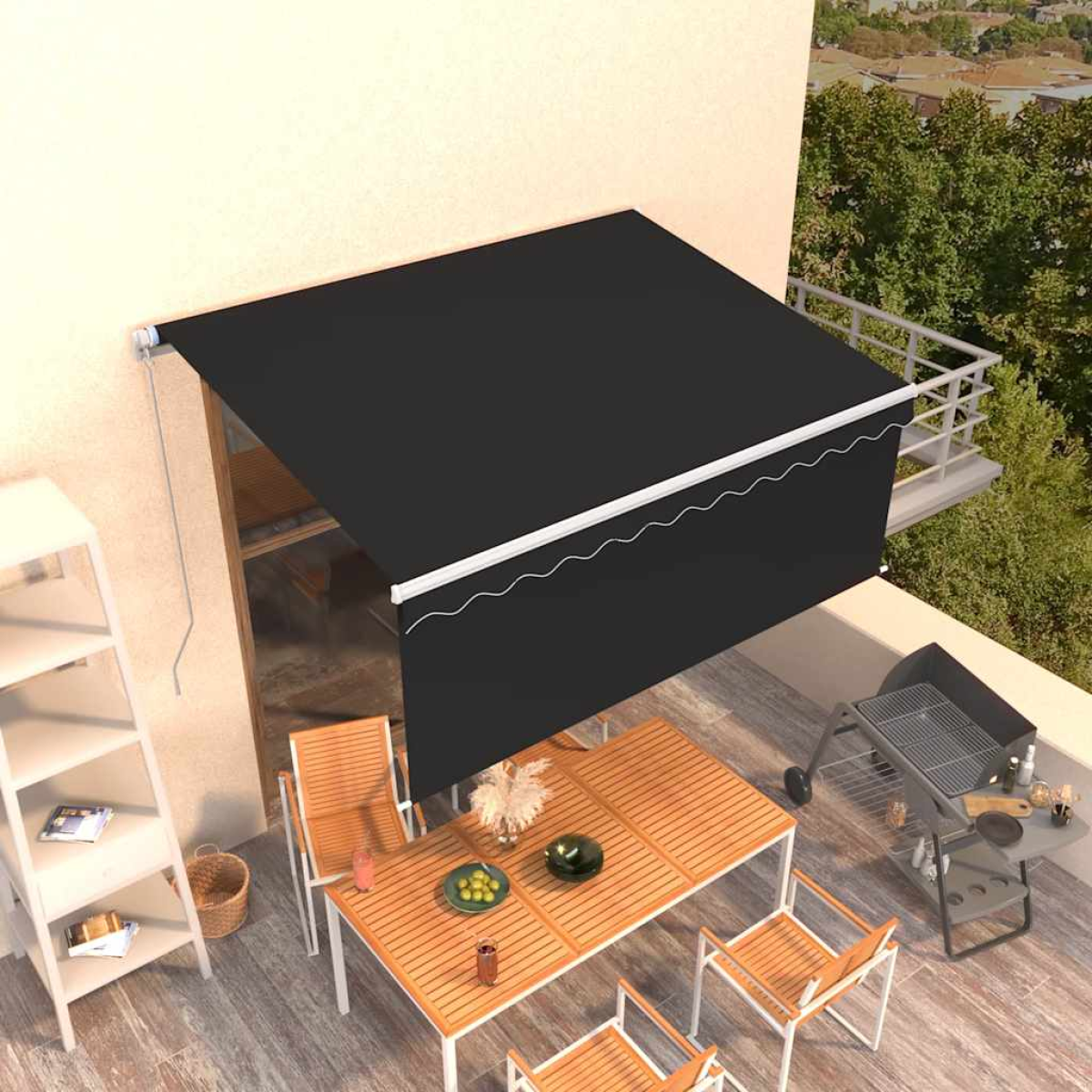 Anthracite Vidaxl Manual Retractable Awning With Blind 3.5X2.5m