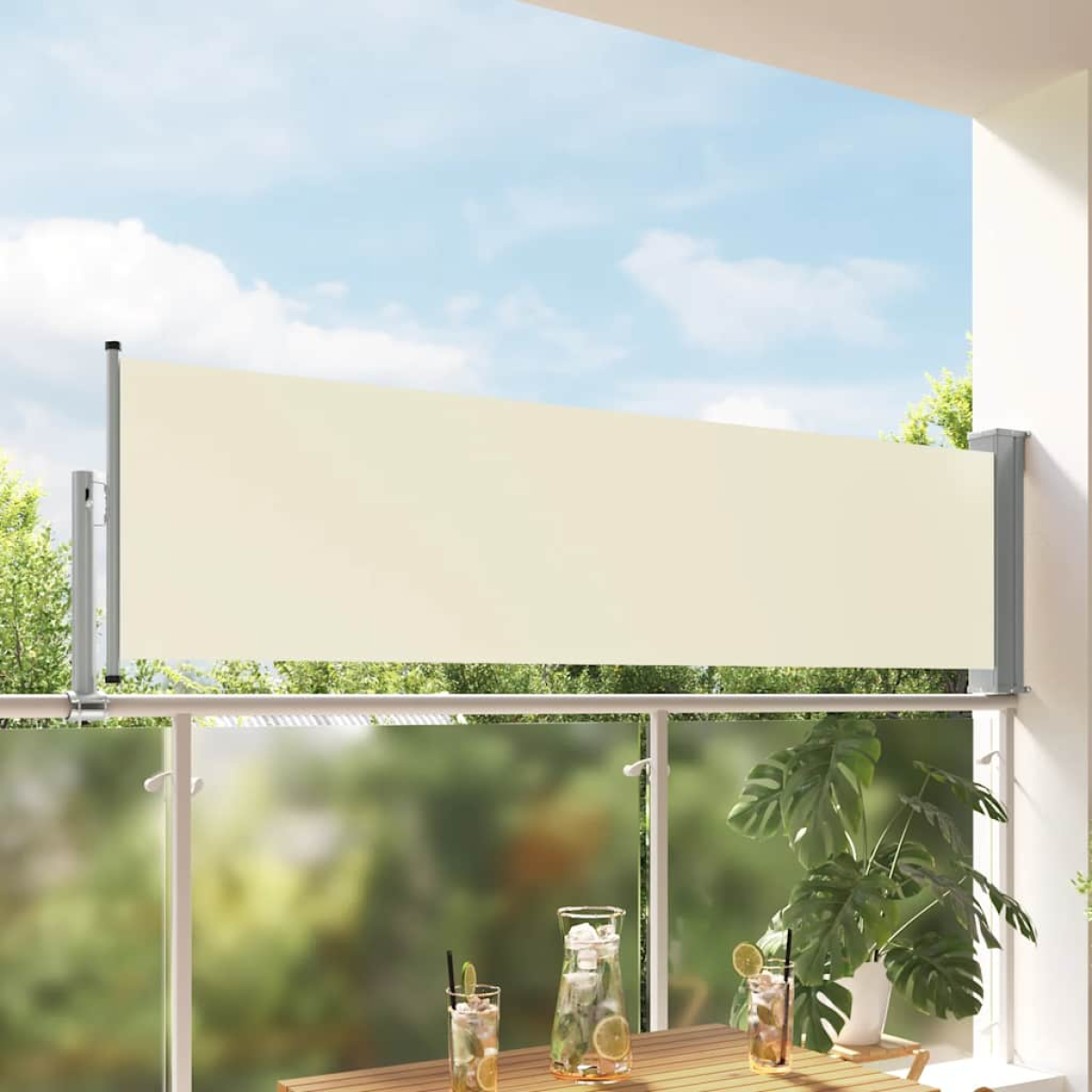 Vidaxl Cream Patio Retractable Side Awning 80X300 Cm