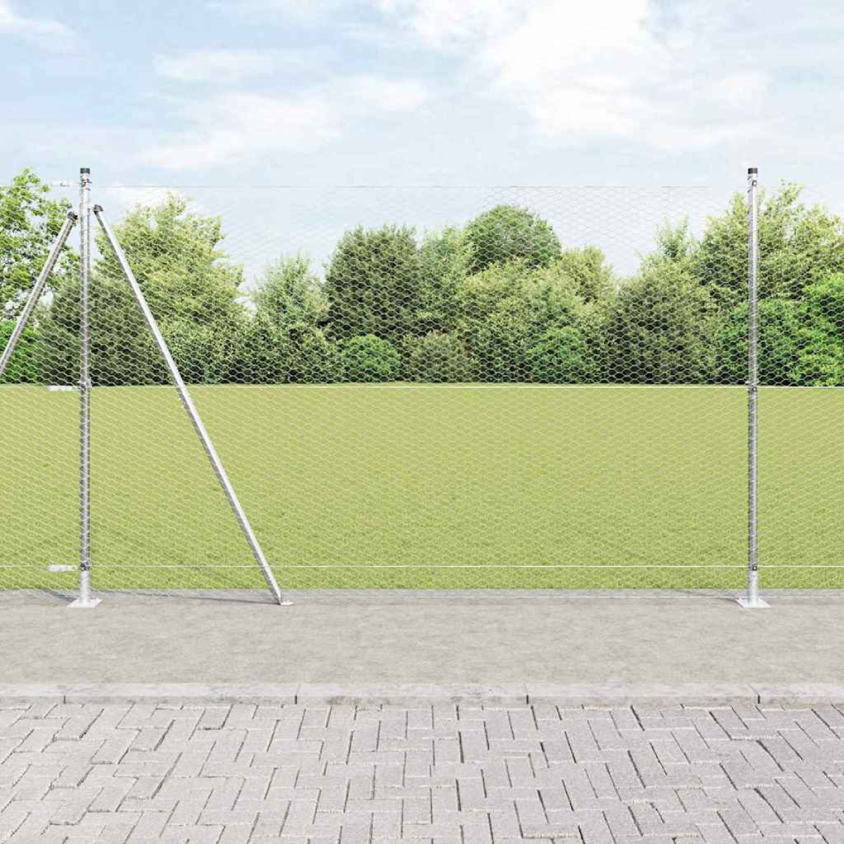 Silver Vidaxl Fence Post 25 X 1.5 M (25 Mm Mesh) Steel