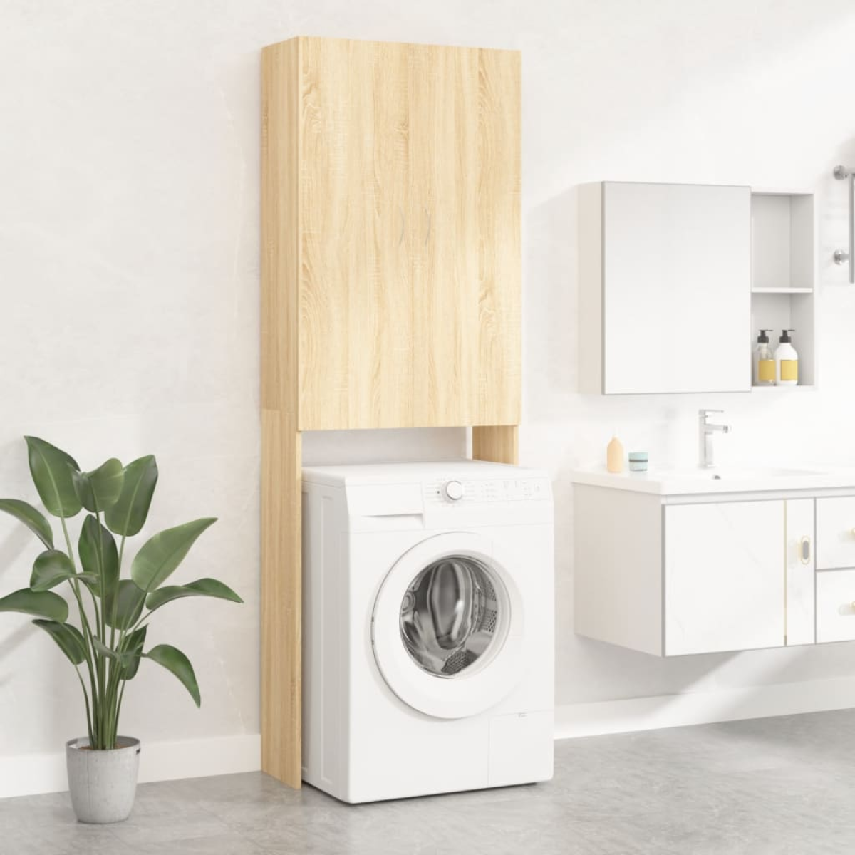 Photos - Other Bathroom Accessories VidaXL Washing Machine Cabinet Sonoma Oak 64x25.5x190 cm 