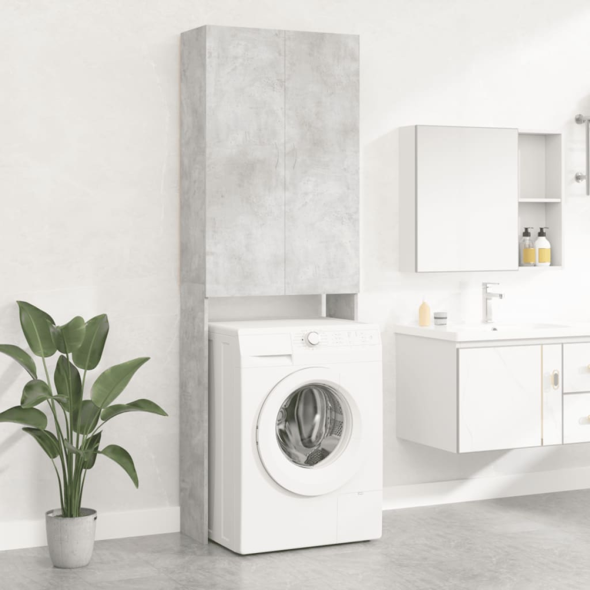 Photos - Other Bathroom Accessories VidaXL Washing Machine Cabinet Concrete Grey 64x25.5x190 cm