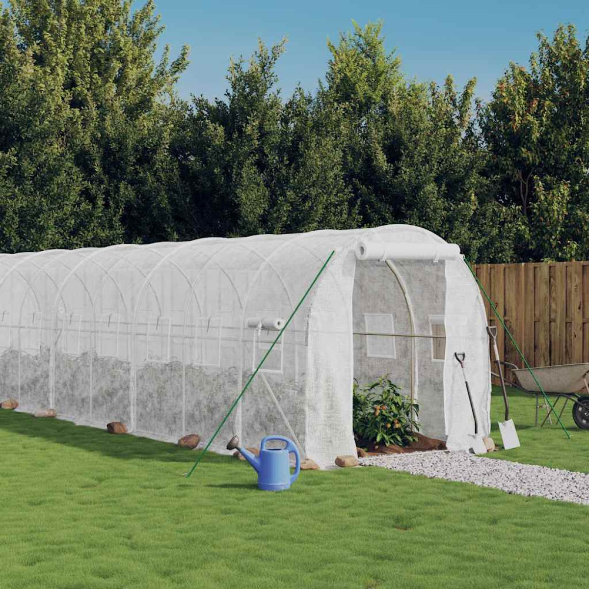 White Vidaxl Greenhouse With Steel Frame 32 M² 16X2x2 M