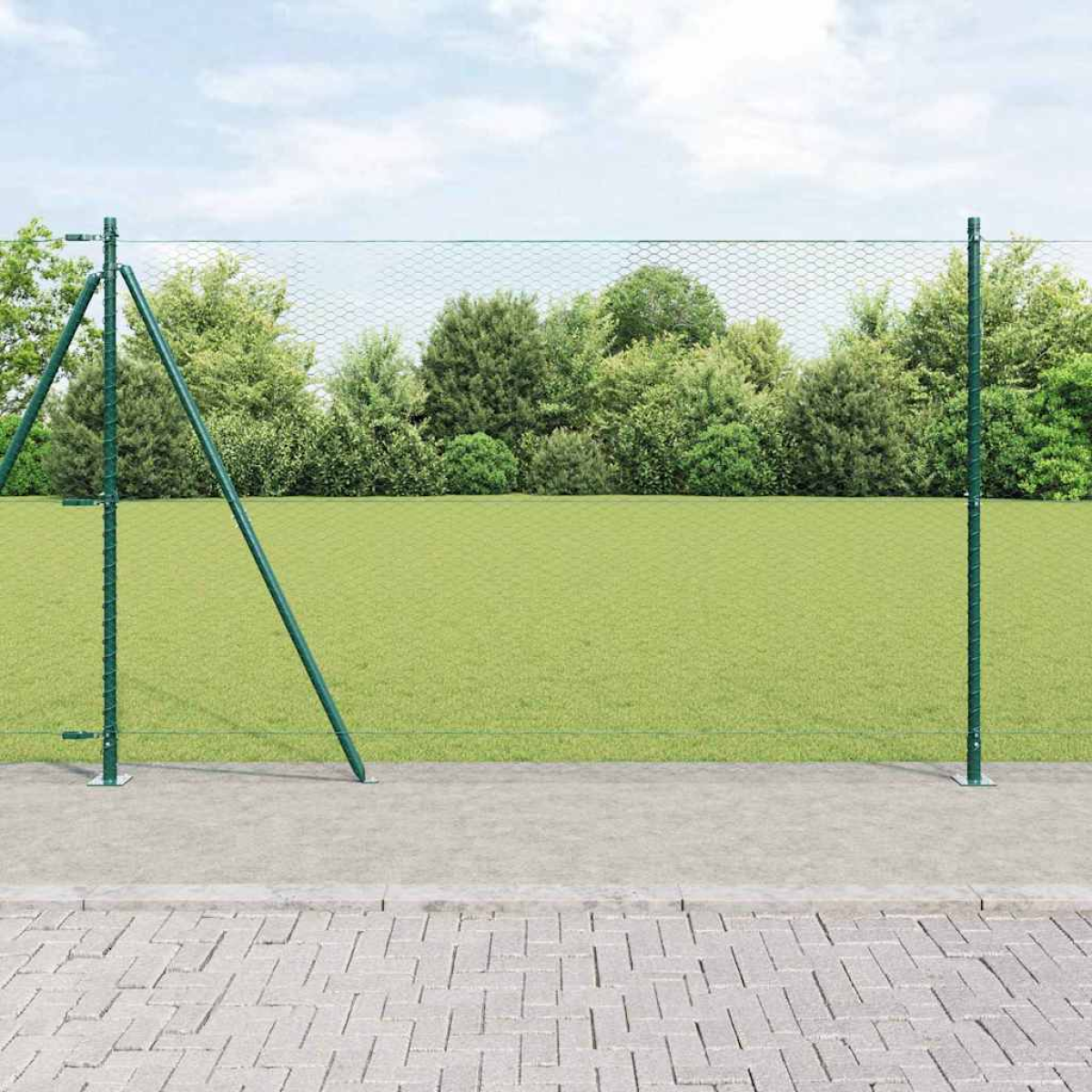 Green Vidaxl Fence Post 25 X 1.5 M (25 Mm Mesh) Steel