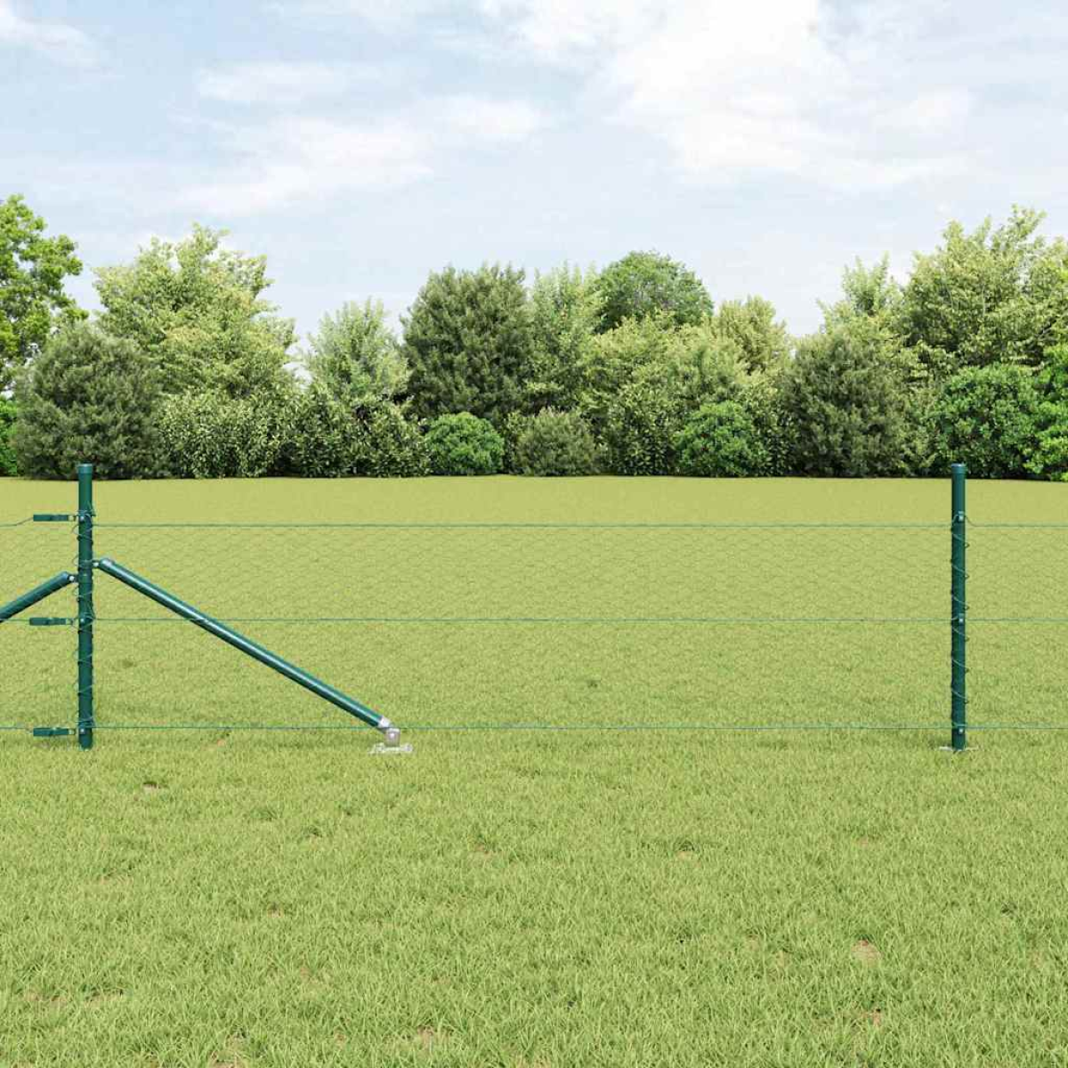 Green Vidaxl Fence Post 25 X 0.5 M (25 Mm Mesh) Steel