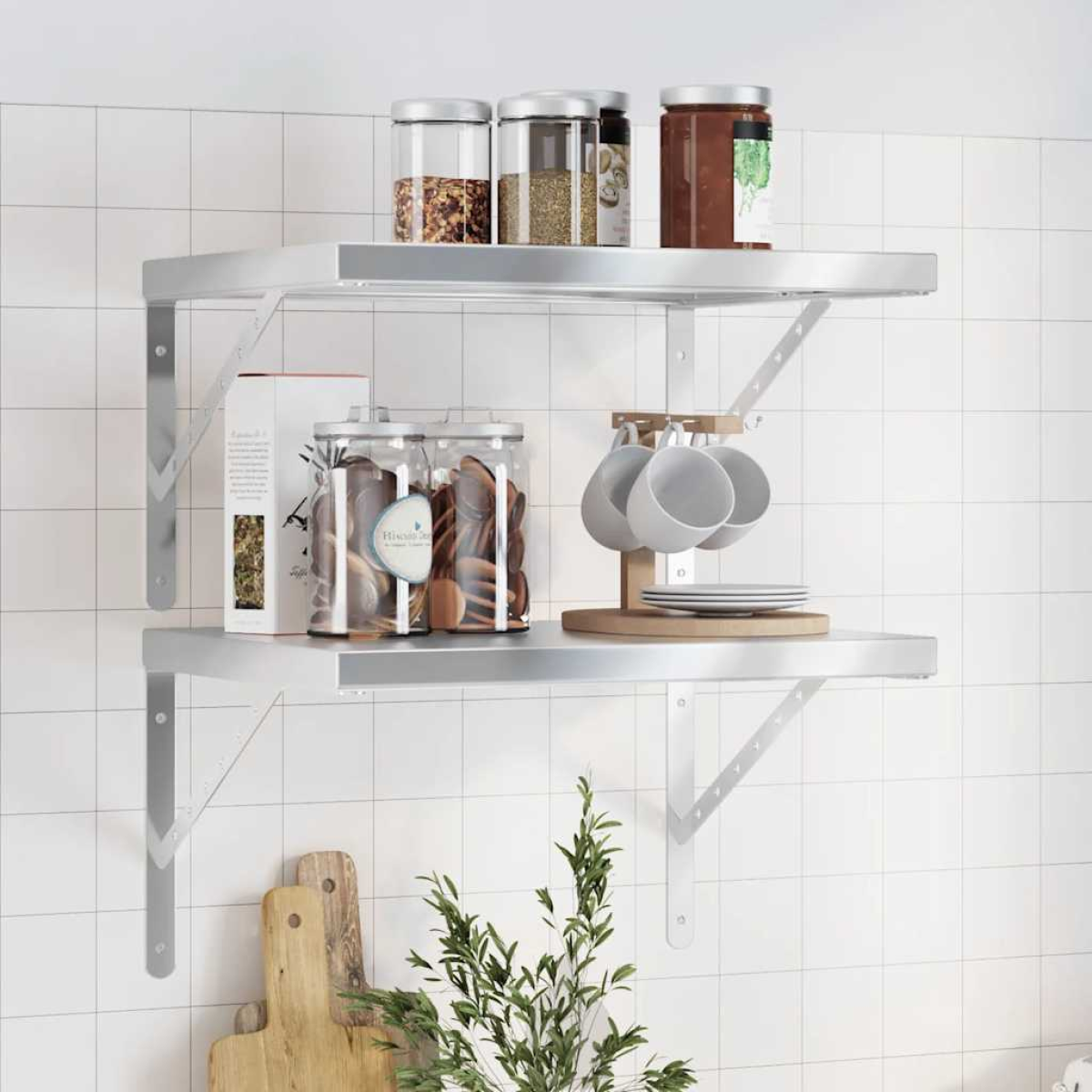 Photos - Wall Shelf VidaXL  2 pcs 50x40 cm Silver Stainless Steel 