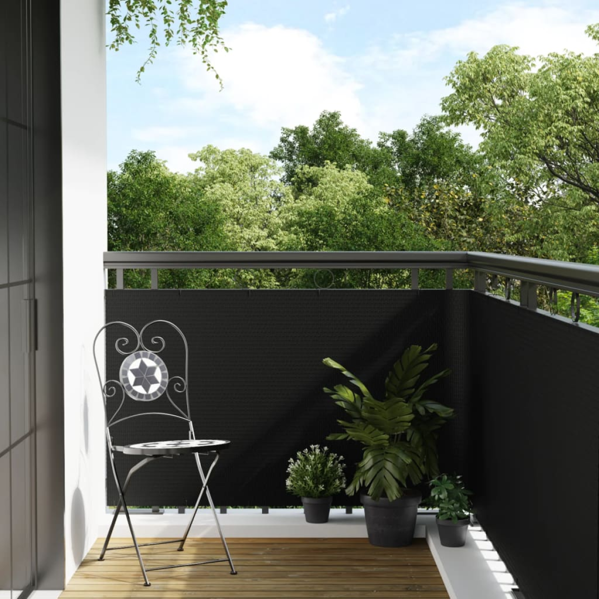 Photos - Garden & Outdoor Decoration VidaXL Balcony Screen Black 500x80 cm Poly Rattan 