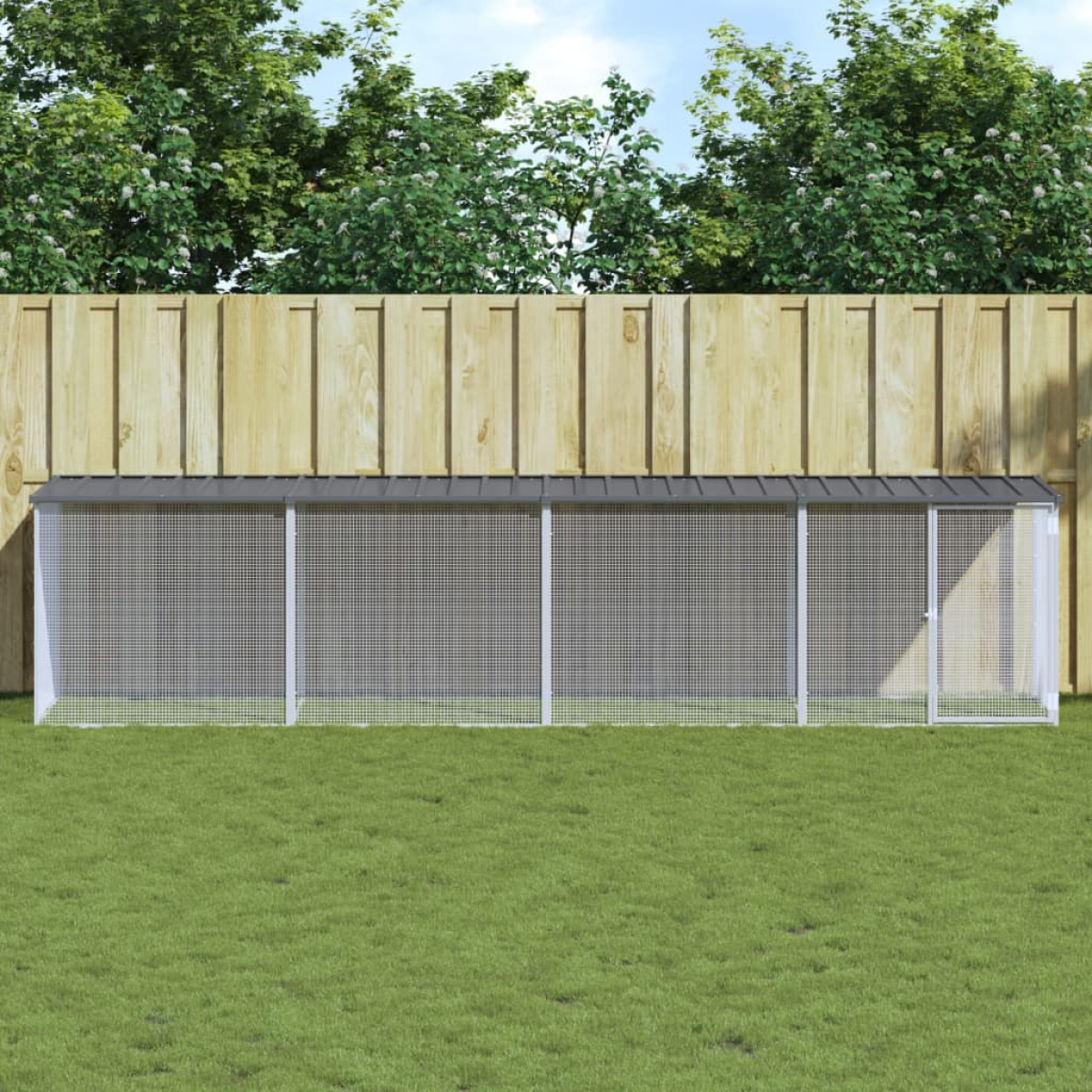 Photos - Other Pet Supplies VidaXL Chicken Cage with Roof Anthracite 403x98x90 cm Galvanised Steel 
