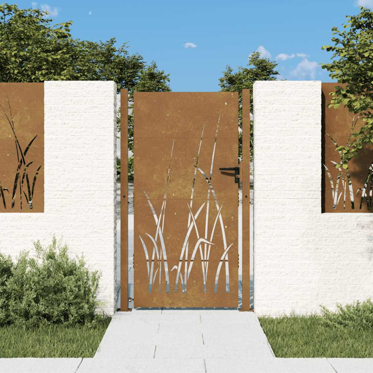 Photos - Other for Repair VidaXL Garden Gate 100x200 cm Corten Steel Grass Design 