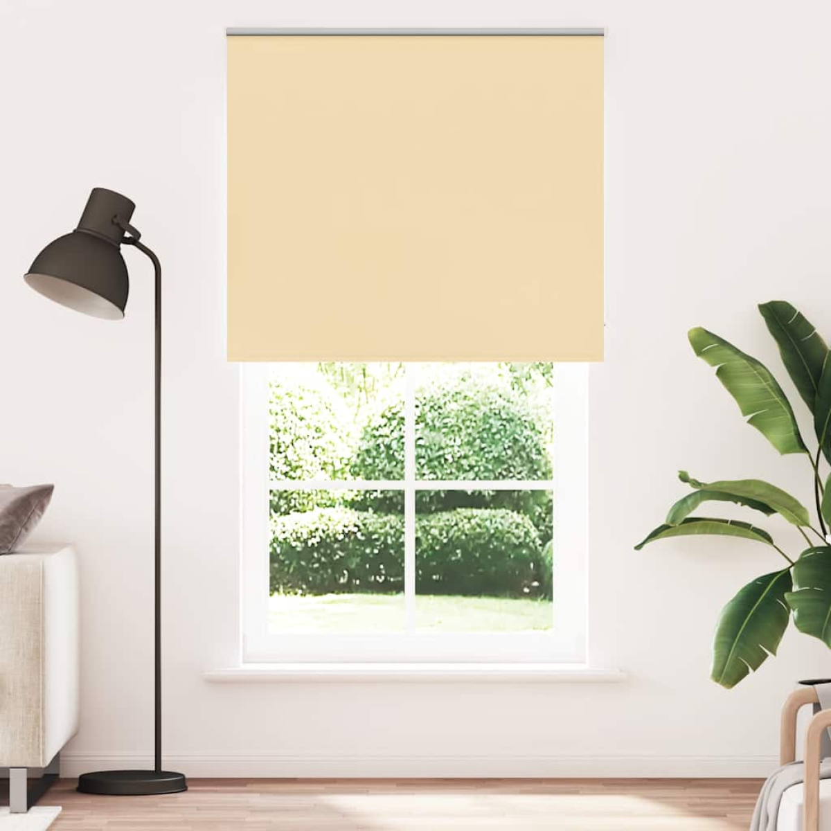 Beige Vidaxl Roller Blind Blackout 140X210 Cm Fabric Width 136.6 Cm Polyester