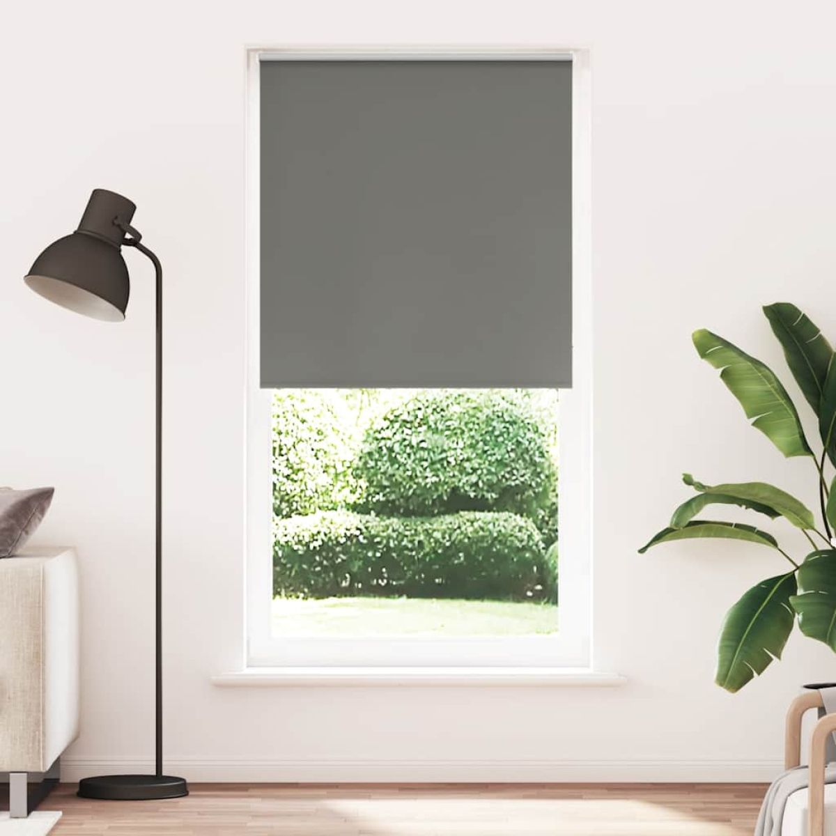 Vidaxl Grey Roller Blind Blackout 110X230 Cm Fabric Width 105.7 Cm Polyester