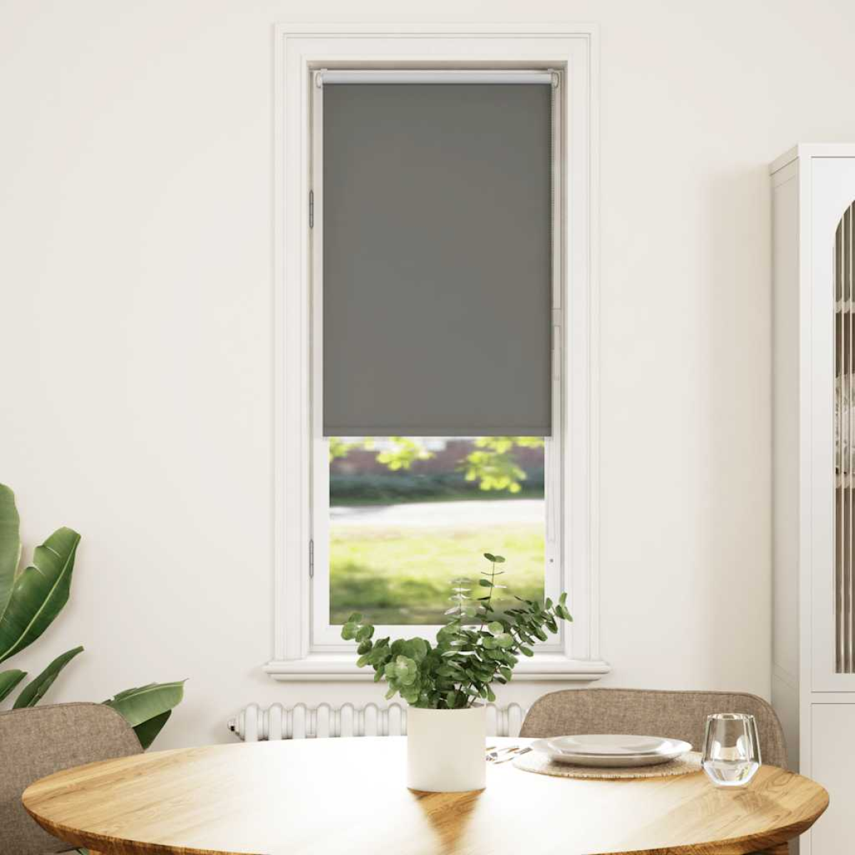 Vidaxl Grey Roller Blind Blackout 40X150 Cm Fabric Width 35.7 Cm Polyester