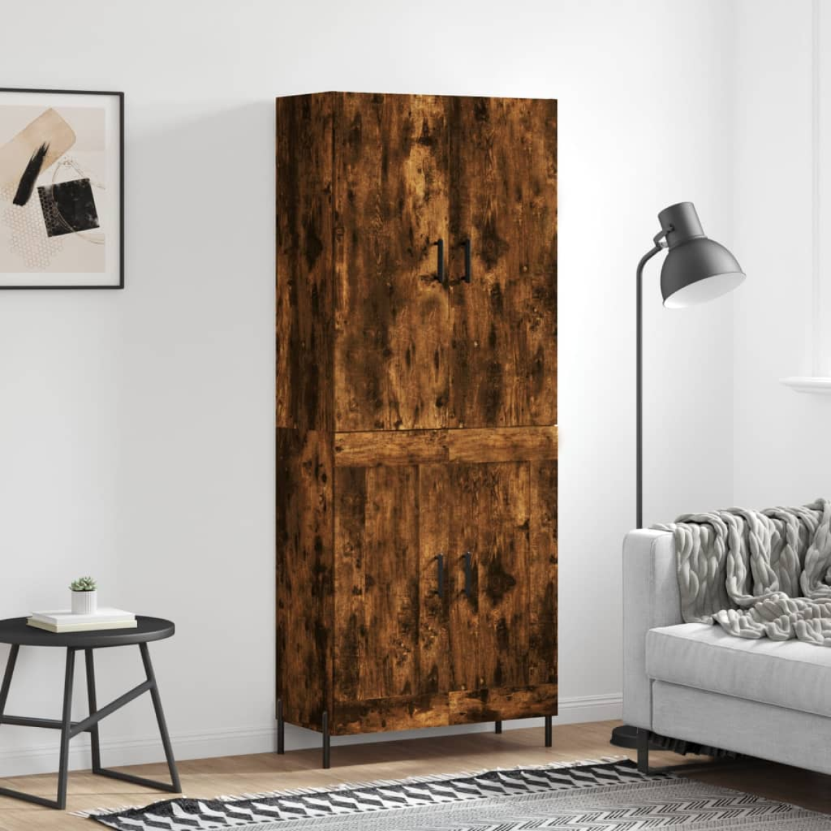 vidaXL Highboard Smoked Oak 69.5x34x180 cm Engineered Wood