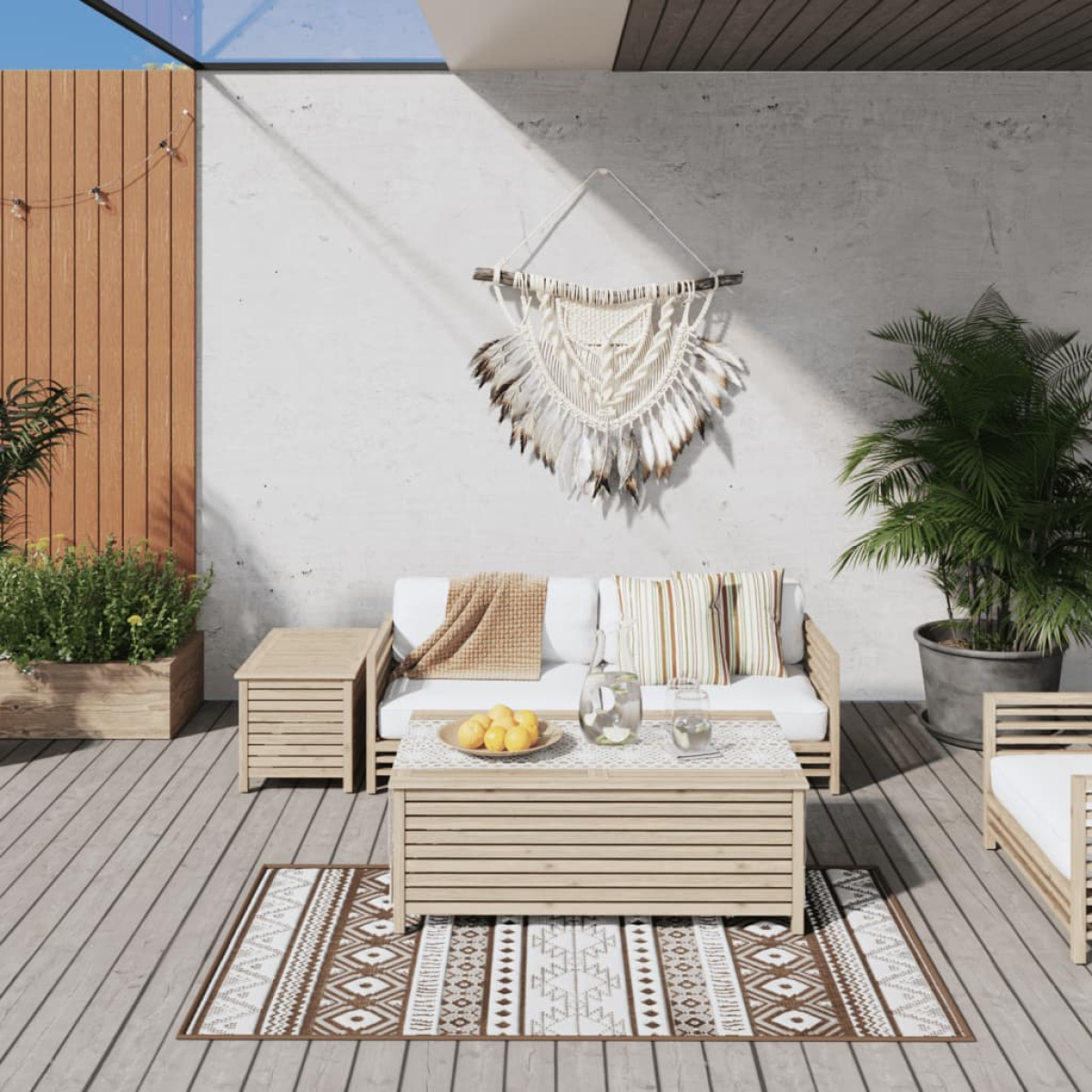 Photos - Area Rug VidaXL Outdoor Rug Brown and White 80x150 cm Reversible Design