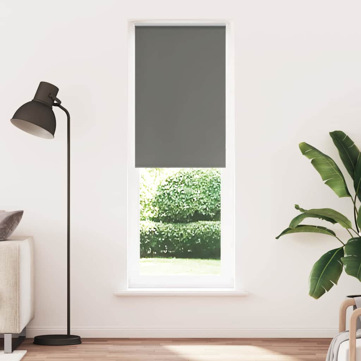 Vidaxl Grey Roller Blind Blackout 75X230 Cm Fabric Width 70.7 Cm Polyester