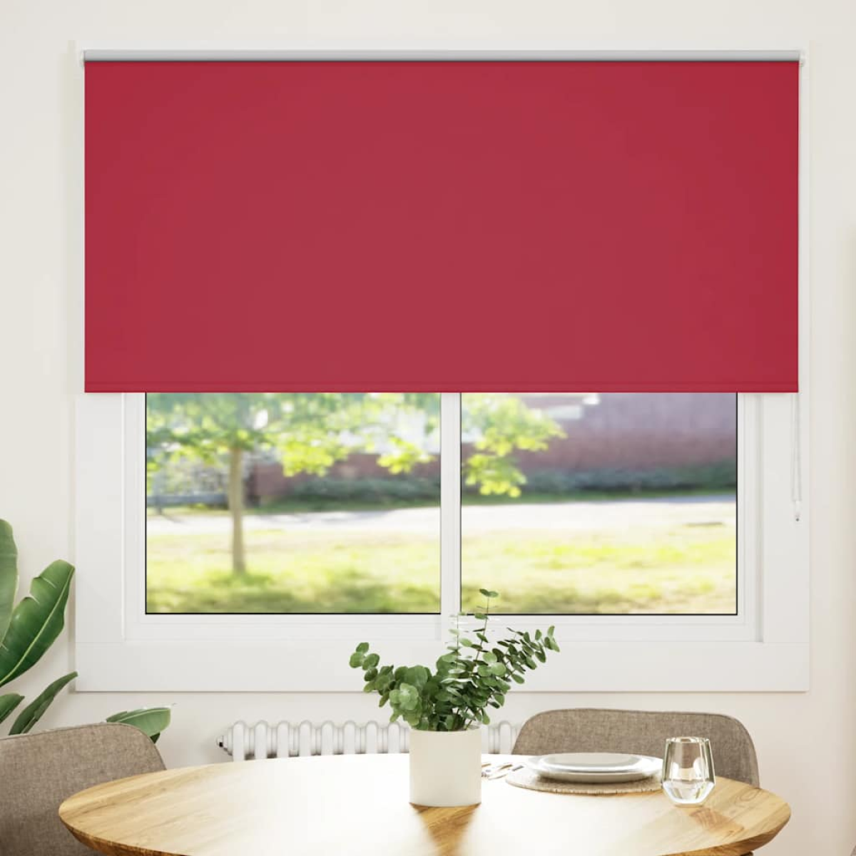 Vidaxl Red Roller Blind Blackout 150X150 Cm Fabric Width 146.6 Cm Polyester
