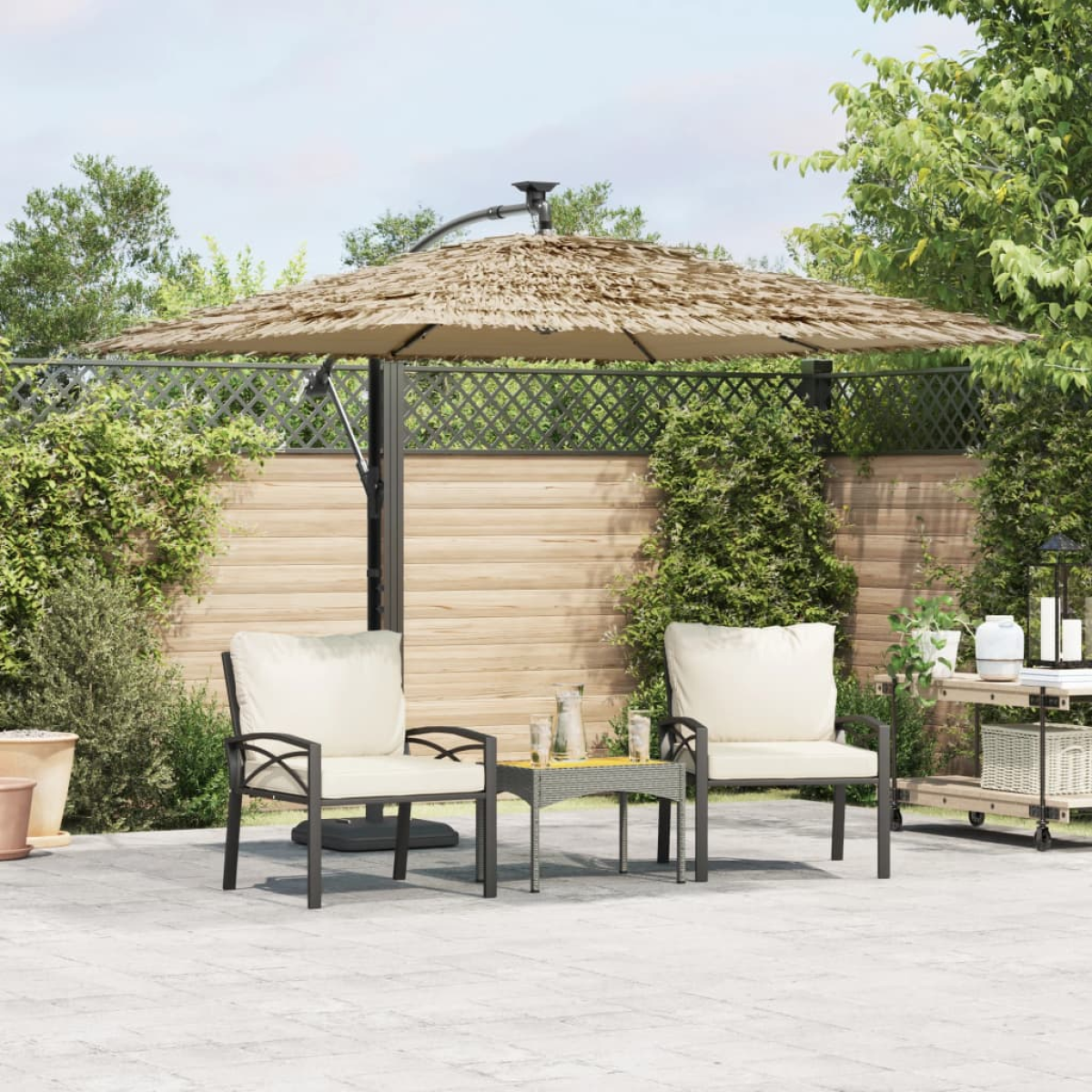 Photos - Parasol VidaXL Garden  with LEDs and Steel Pole Brown 246x246x230 cm 