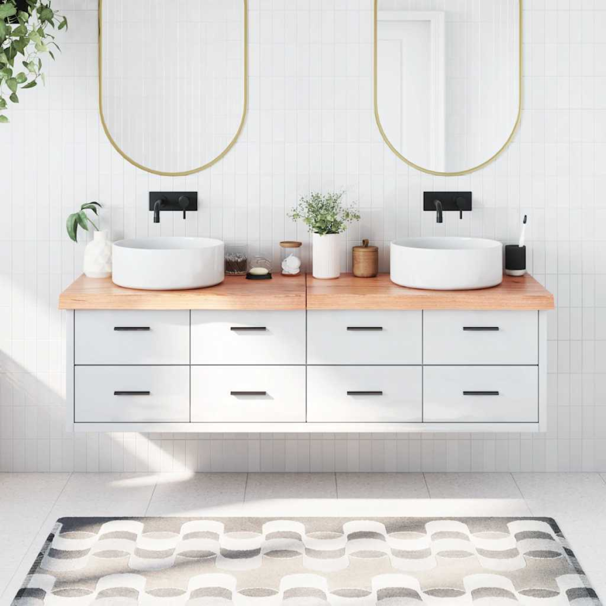 Photos - Washbasin cabinet VidaXL Bathroom Countertop Light Brown 180x50xcm Treated Solid Wood (2-6)
