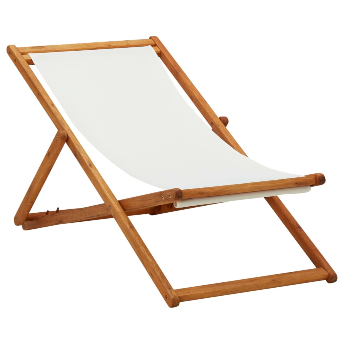 Vidaxl Cream/White Folding Beach Chair Eucalyptus Wood And Fabric