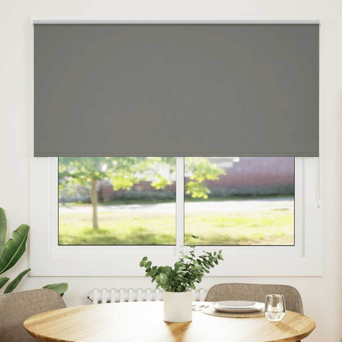 Vidaxl Grey Roller Blind Blackout 150X130 Cm Fabric Width 146.6 Cm Polyester