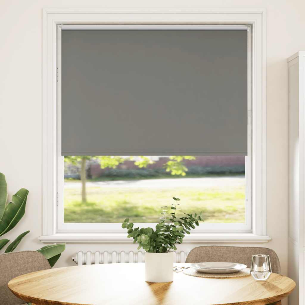 Vidaxl Grey Roller Blind Blackout 100X150 Cm Fabric Width 95.7 Cm Polyester
