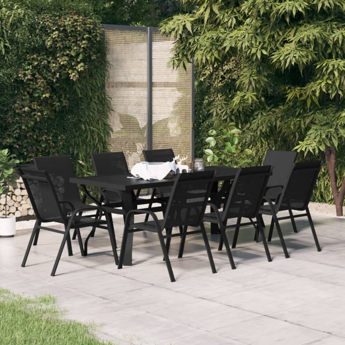 Black Vidaxl 9 Piece Garden Dining Set