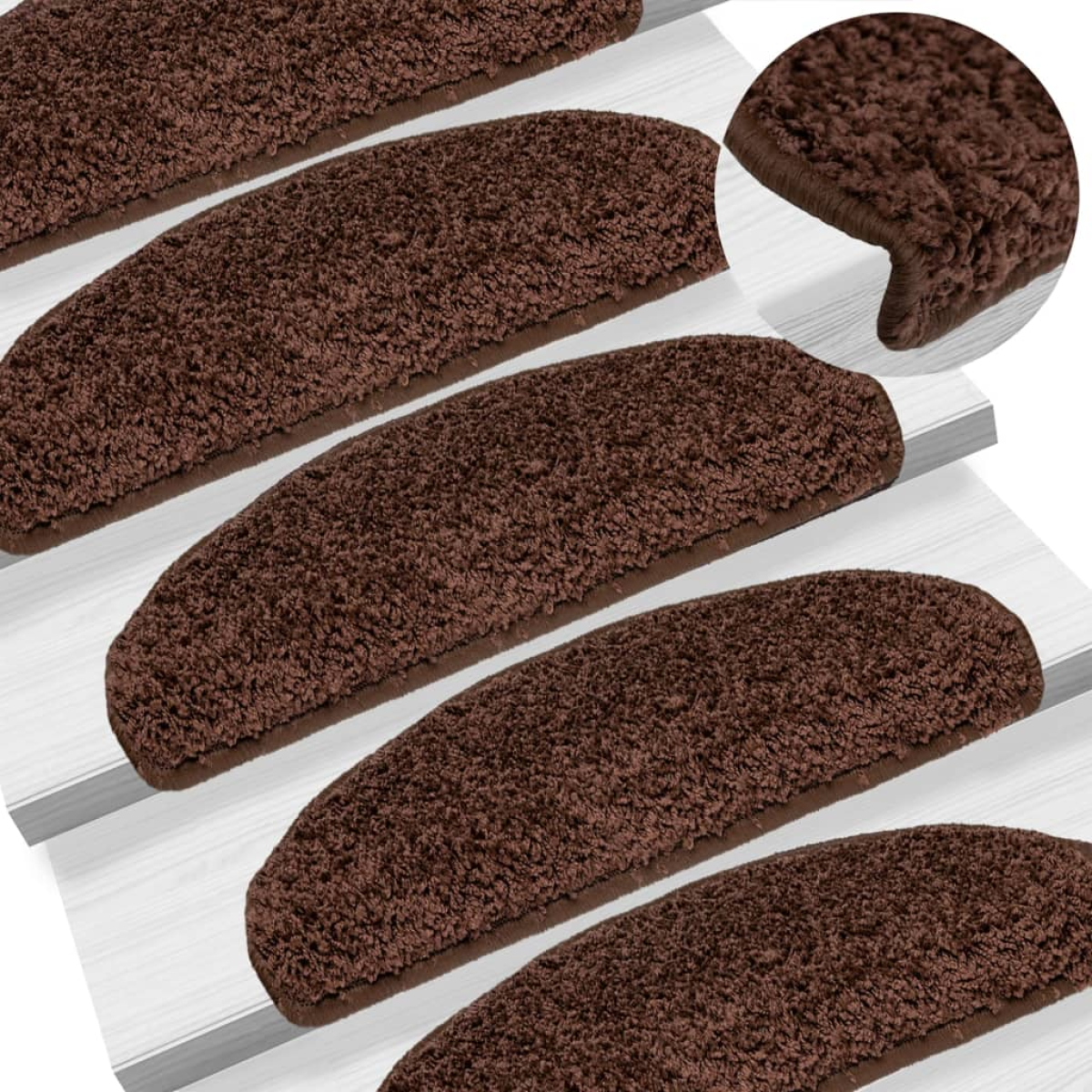Vidaxl Brown Stair Mats 15 Pcs 65X21x4 Cm Half Round Large